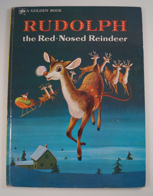 Christmas Book Rudolph The Red-Nosed Reindeer #5: Title: Christmas Book Rudolph The Red-Nosed Reindeer #5 Dimension: 12 1/2" tall x 9 3/8" wide Date: --- Additional Information: Book Title: Rudolph the Red-Nosed Reindeer By: Barbara Shook Hazen, adop