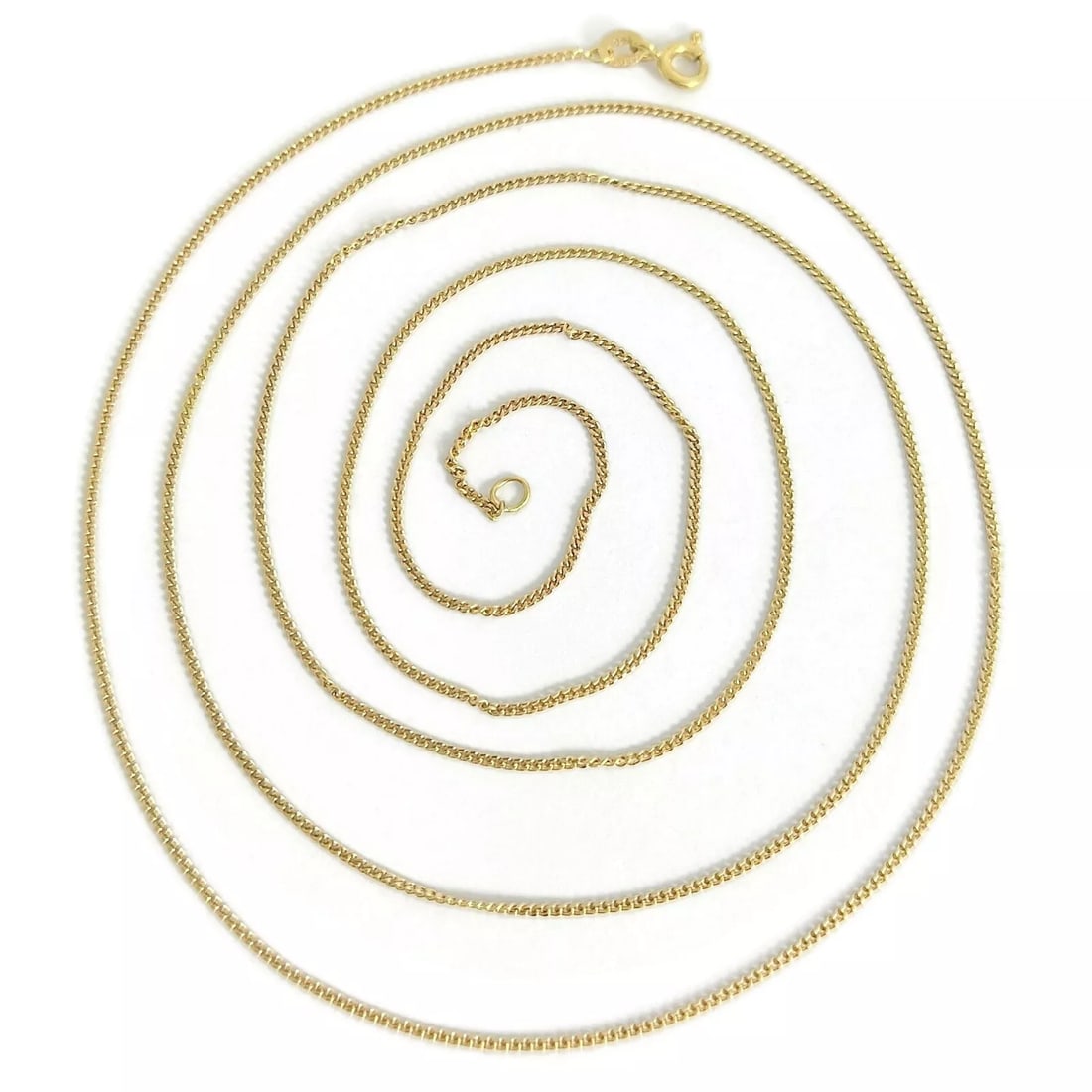 Long Thin Curb Chain Necklace 18K Yellow Gold, 33 Inches, 1.2 mm, 4.64 Grams (1 of 7)