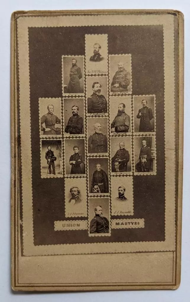 ca. 1865 CIVIL WAR ERA CDV COLLAGE of PORTRAIT s UNION OFFICER MARTYR s ANTHONY (1 of 2)