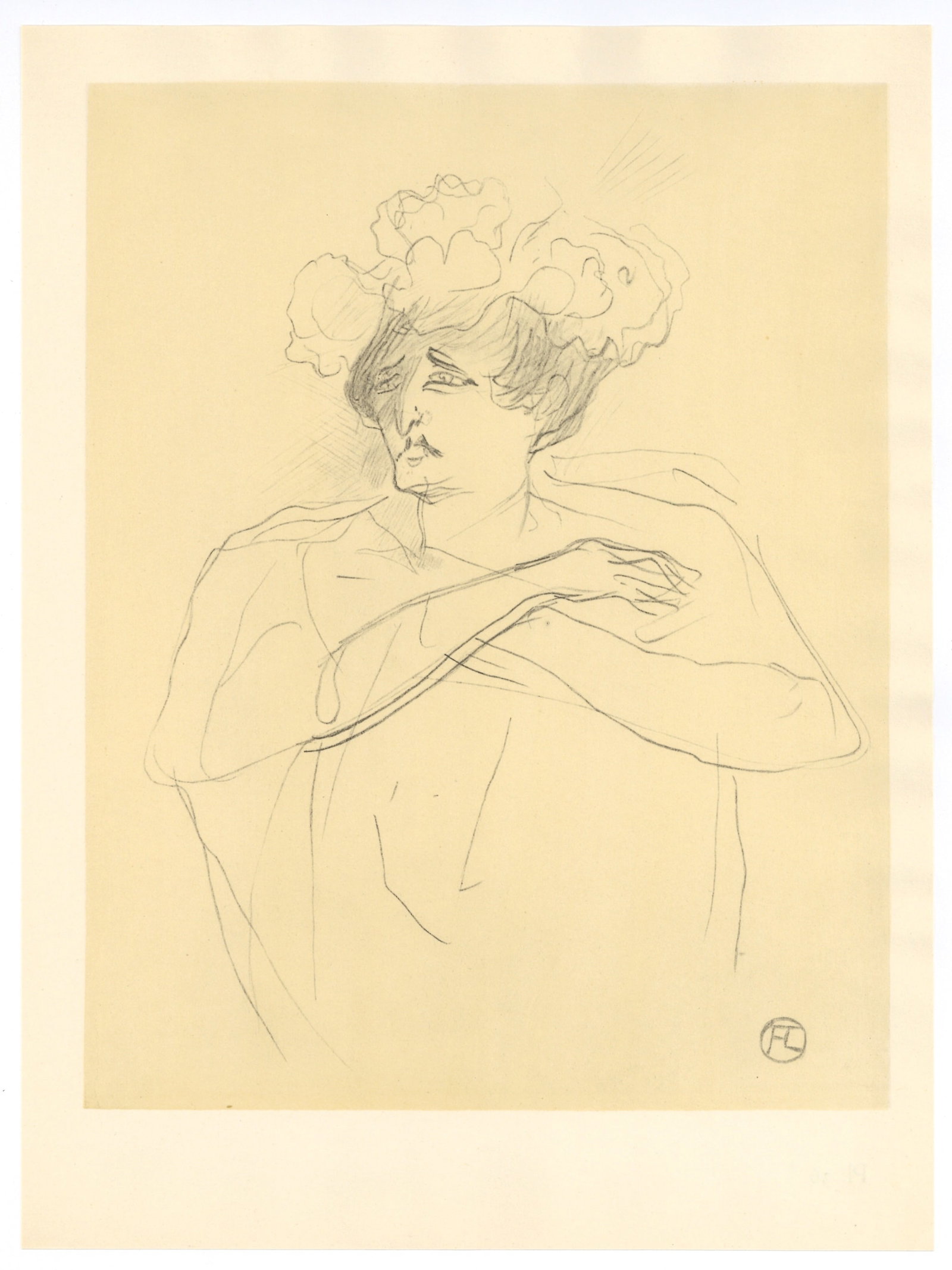 Toulouse-Lautrec lithograph "Mademoiselle G dans messaline": Medium: lithograph (after the drawing). Printed in Paris in 1951 at the atelier Dreux-Barry in an edition of 1000. Sheet size: 12 1/4 x 9 1/4 inches (310 x 235 mm). Signed in the plate with the Toulou