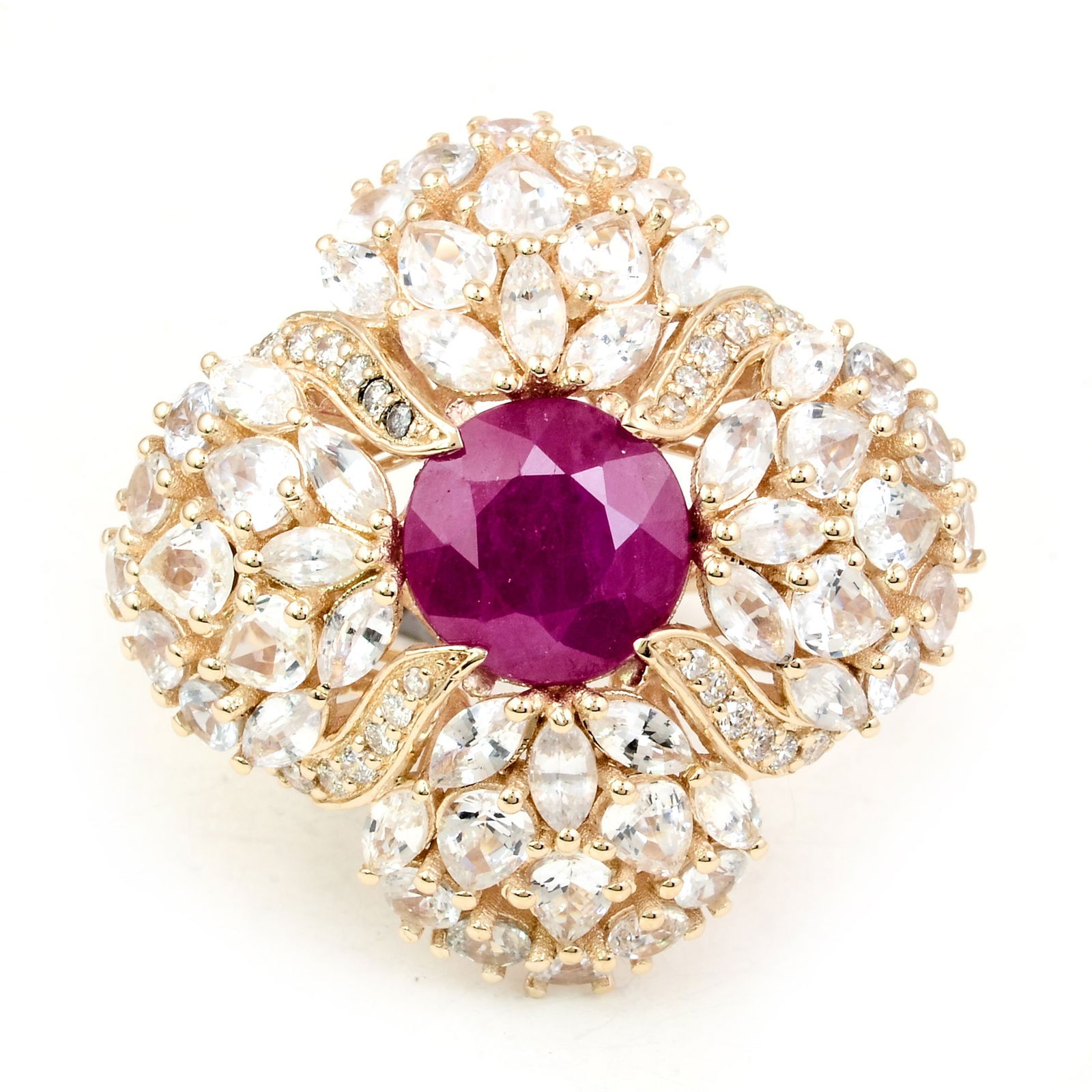 Exquisite 14K Yellow Gold Ruby & Diamond Ring with Sapphire Accents ? IGI Certified (1 of 5)