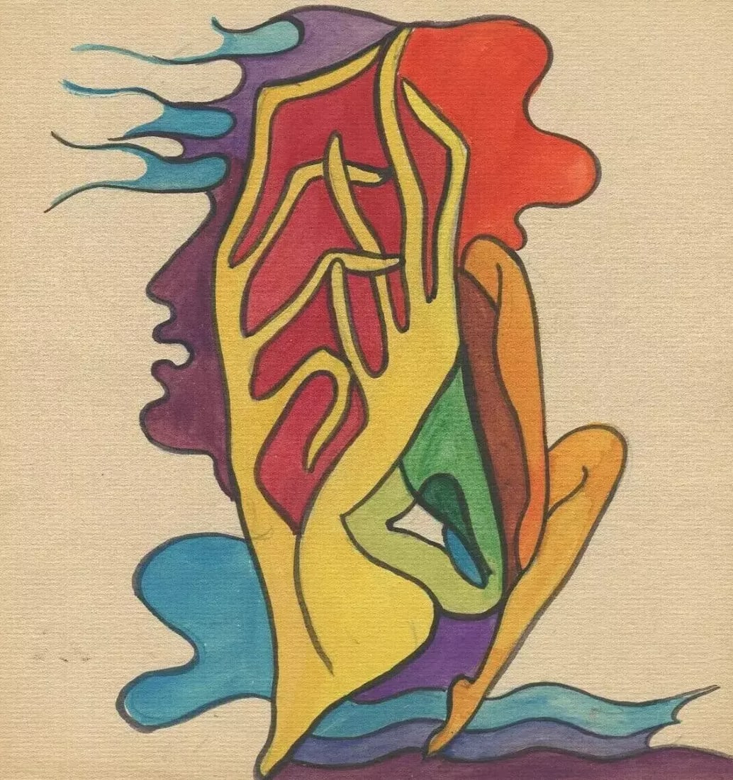 Abstract Vintage Original Drawing Abstraction, Hands and Figures: Title: Abstract Vintage Original Drawing Abstraction, Hands and Figures Description: Watercolor on paper 21.5 x 20.5 cm Reserve: $40.00 Shipping: Domestic: Flat-rate of $18.00 to anyw