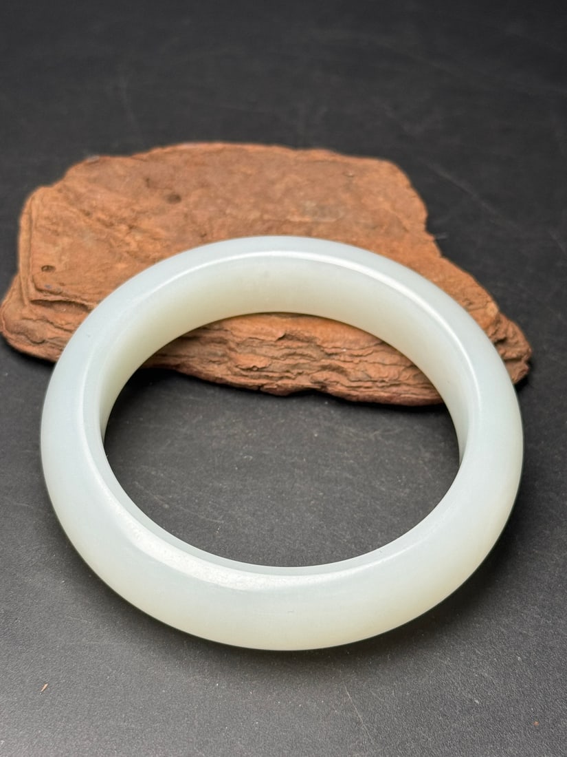 Inside Diameter 57mm Chinese White Hetian Jade Bracelet (1 of 9)