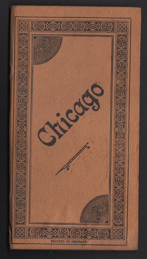 Original 1893 Chicago World’s Fair photo foldout: Vintage souvenir photo foldout from the 1893 Chicago World’s Fair or Columbian Exposition. The event lasted six months and is still regarded as one of Chicago’s most famous events. The foldout ope