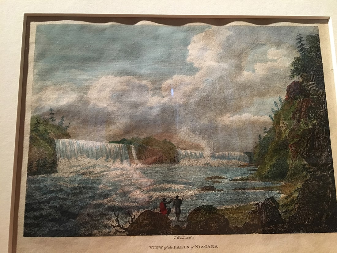 Scarce 1798 h/c copperplate eng. of Niagara Falls by Isaac Weld.: Carefully hand-colored. Based on what Weld saw travelling through the U. S. 1795-97. Engraved by Neagle. From Isaac Weld's "Travels through the States of North America." Weld was an Irish writer, expl