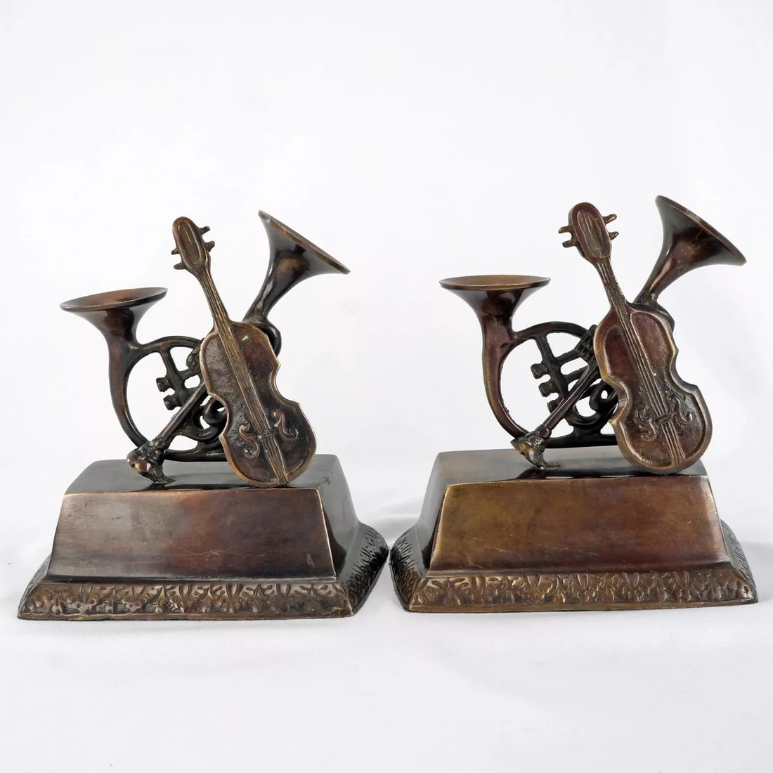 Pair Bronze-Clad Musical Instruments Bookends (1 of 9)