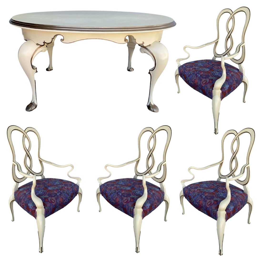 Rare 1939 Samuel Marx Dining Room Set by Quigley: About the Item This original dining set includes a dining table produced by Samuel Marx for the Quigley Company Marx in 1939, an important architect and designer renowned for his custom one of kind pi