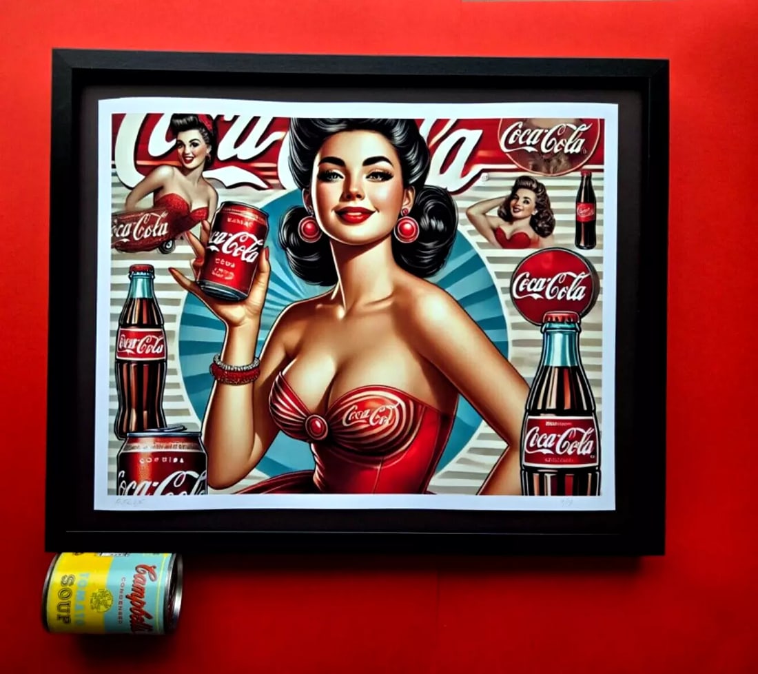 AIDAN FLUX | COCA COLA SMILES Hand Signed LARGE Print Framed LtdEd of 19 COA (1 of 5)