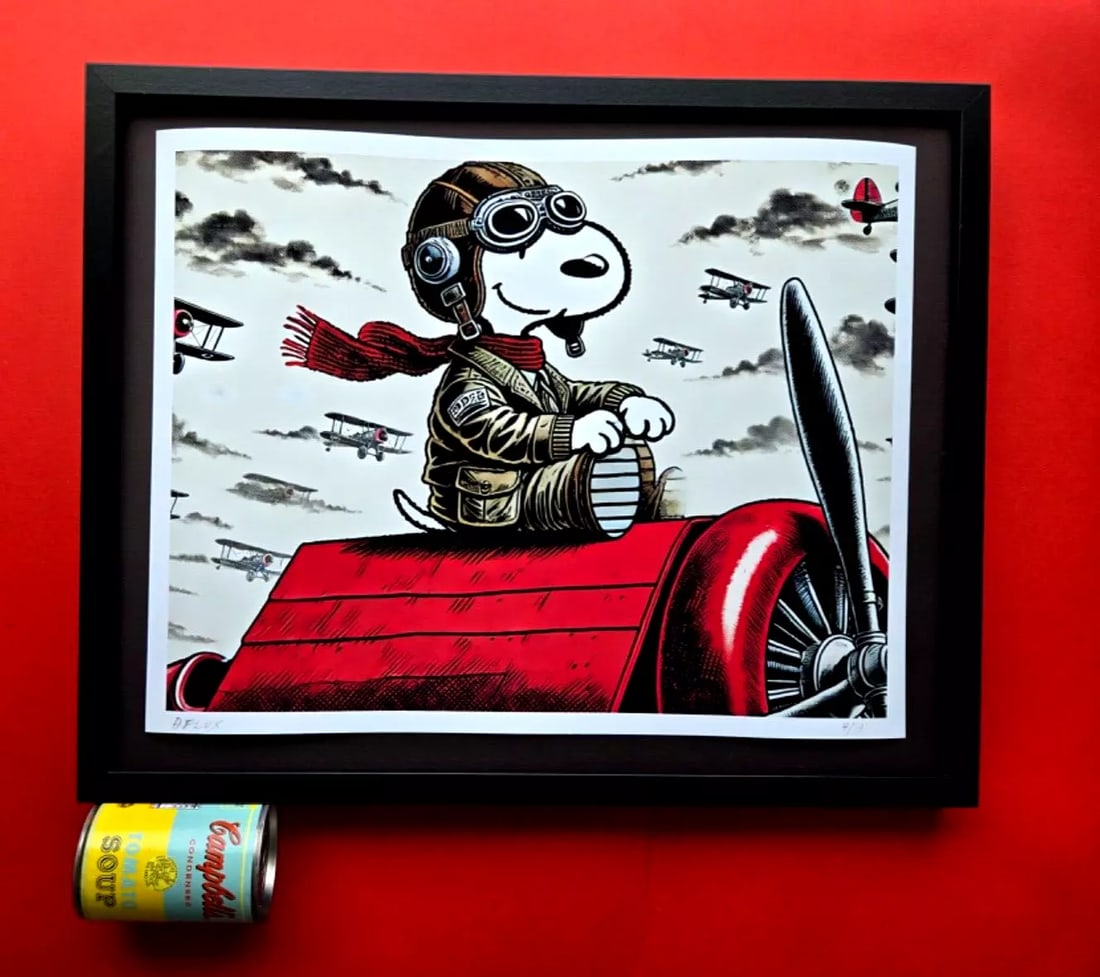 AIDAN FLUX | SNOOPY PILOT AT WAR Hand Signed LARGE Print Framed LtdEd of 19 COA (1 of 5)