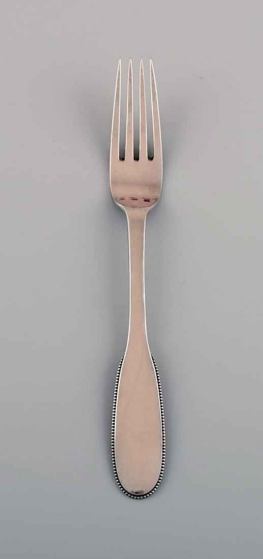 Evald Nielsen number 14 dinner fork in hammered silver (830). 1920s. (1 of 4)