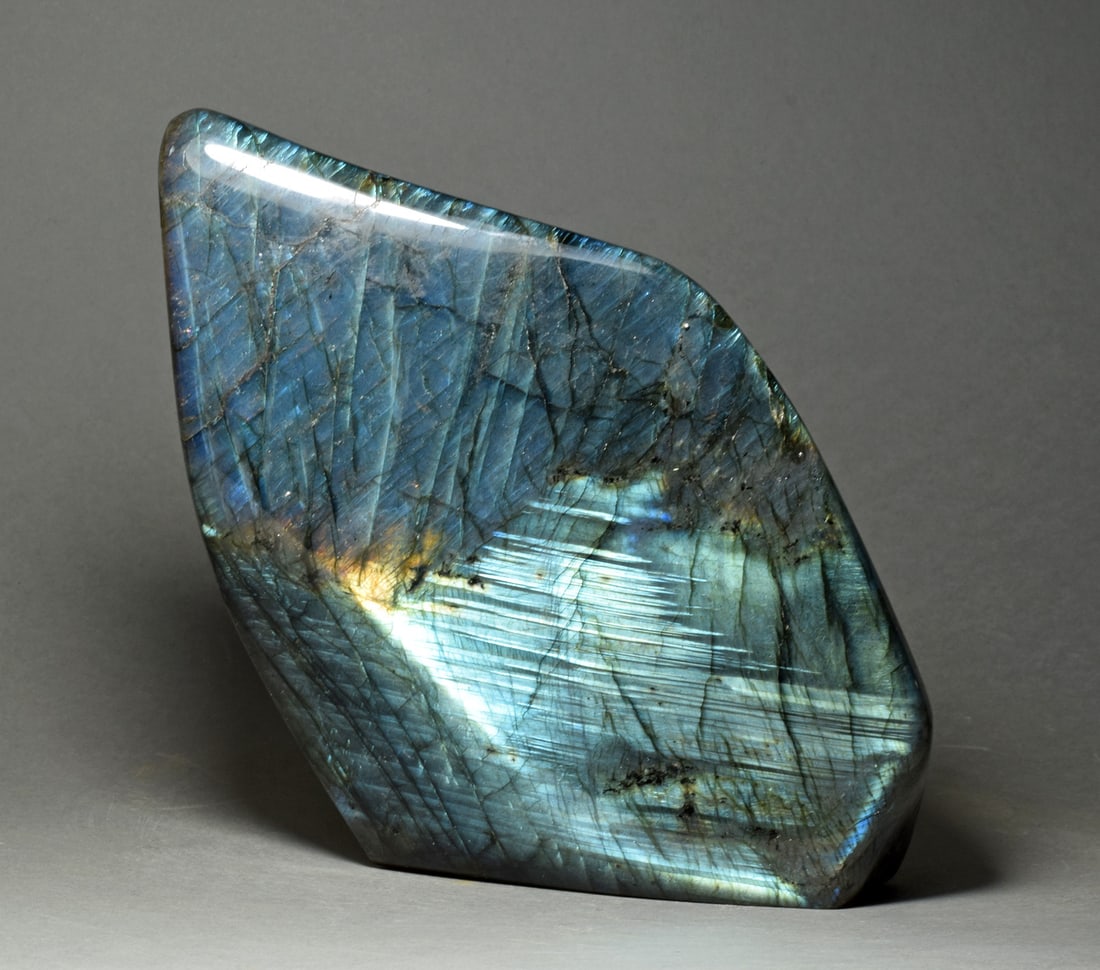 Striped greenish blue labradorite freeform (1 of 3)
