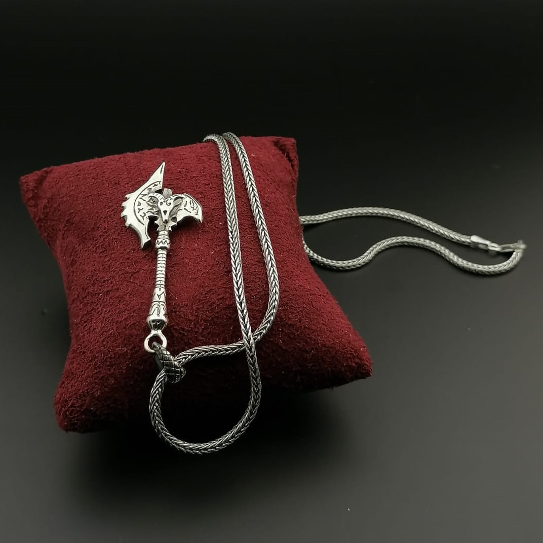 925 Silver Byzantine Chain with Devil Baphomet Axe (1 of 8)