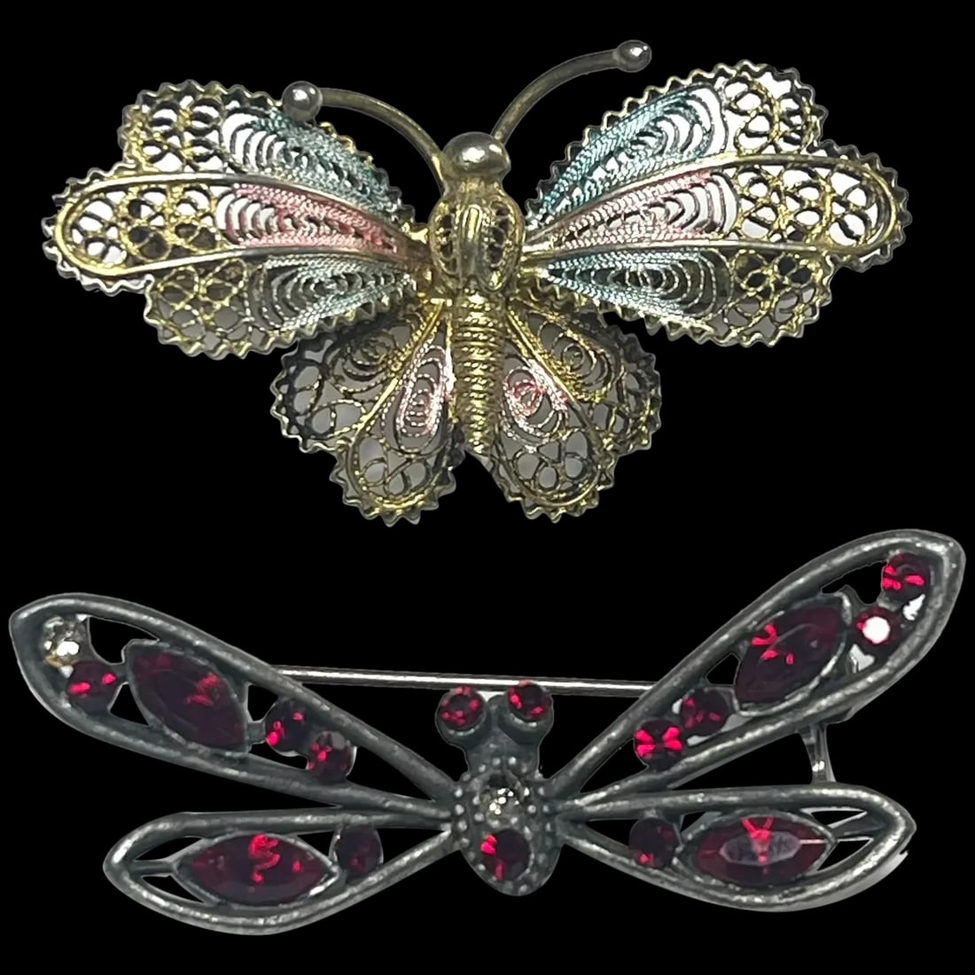Vintage Sterling Silver GF Butterfly and Sterling Silver Dragonfly Brooch/ Pin (1 of 13)