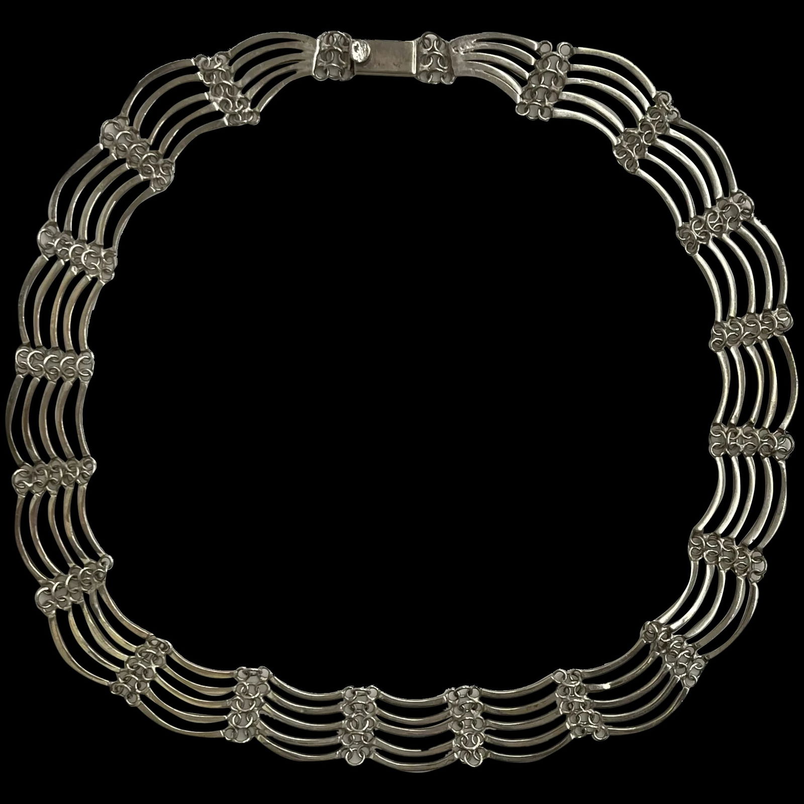 Heavy Vintage MEXICO JHR Sterling Silver Fancy Chain Collar Necklace (1 of 7)