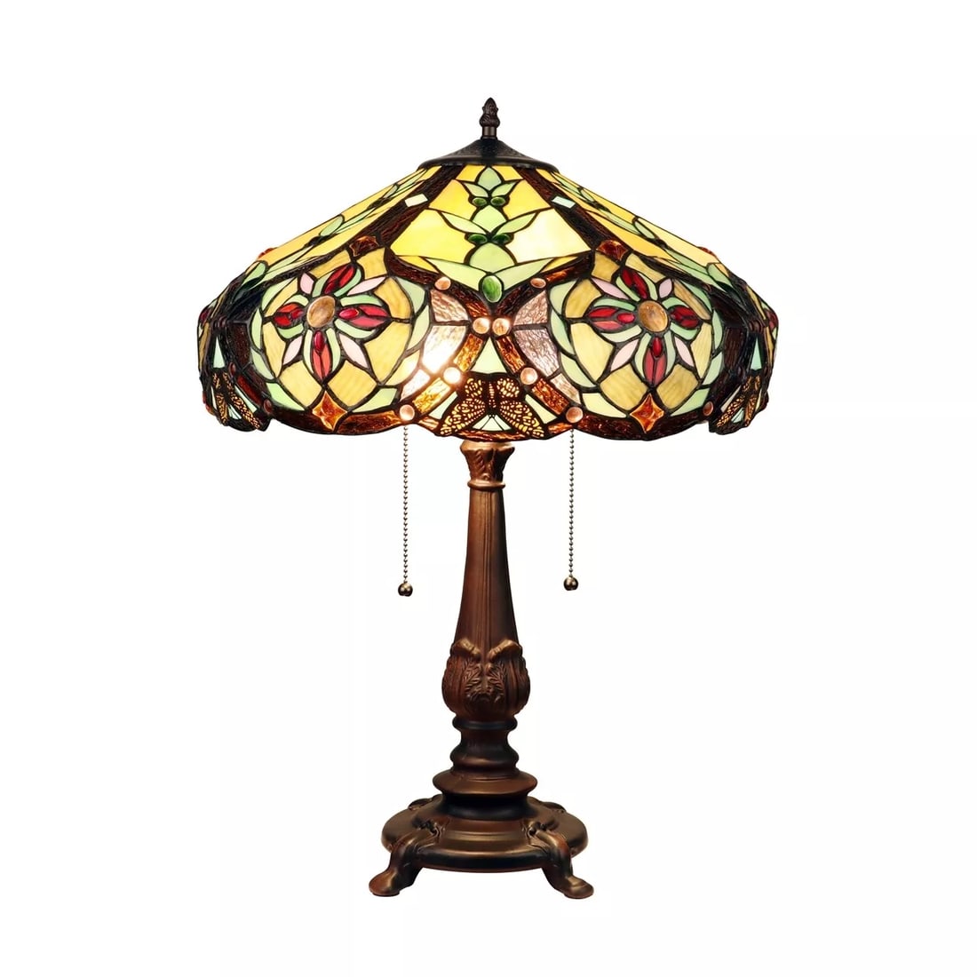 23.6" Victorian Stained Glass Table Lamp (1 of 8)