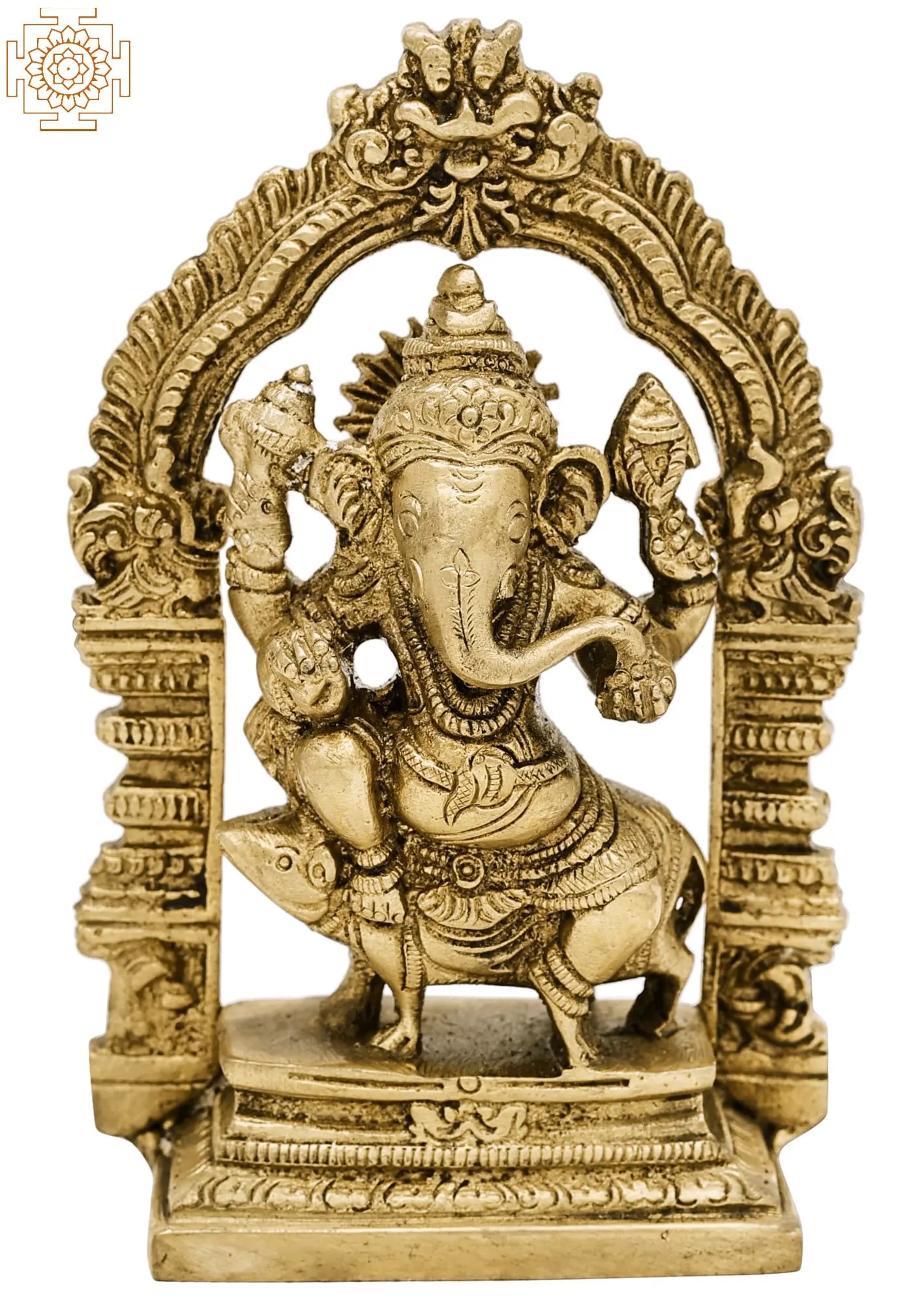 5" Temple Ganesha Sculpture in Brass | Handmade | Made In India (1 of 3)