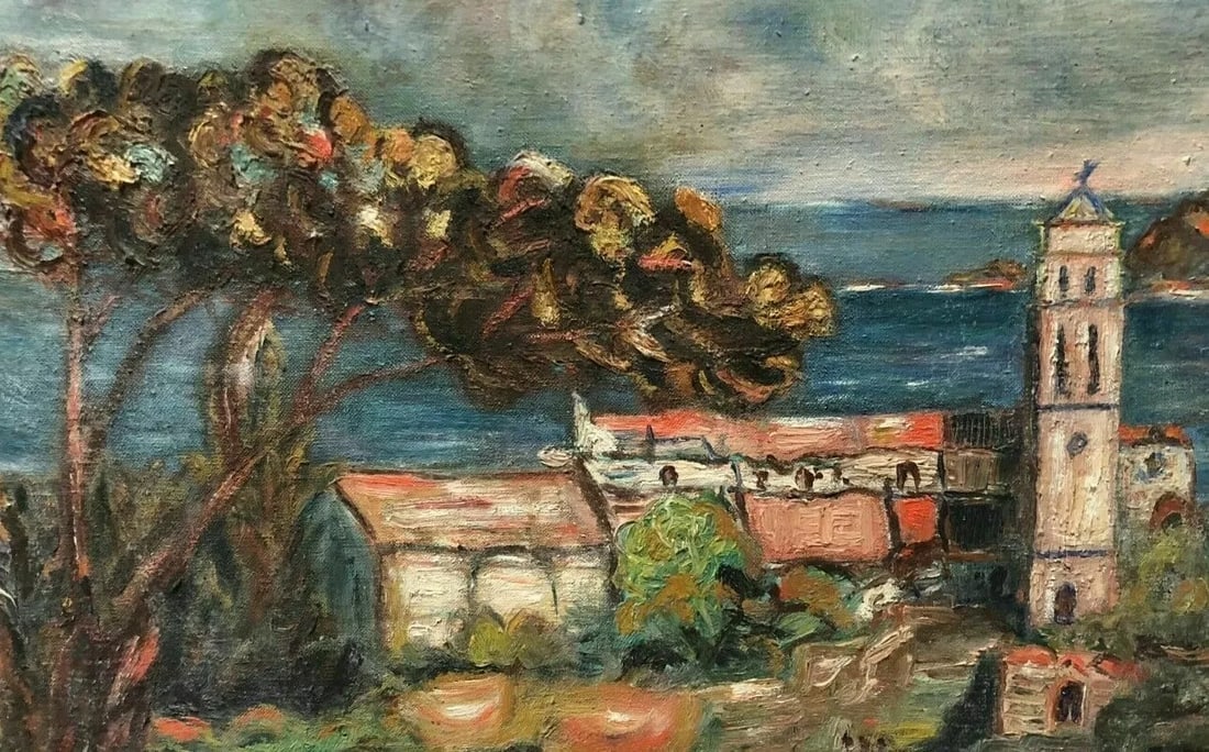 Antique Oil Painting Corsica Maritime Landscape Arro, Cargese, Assomption (1 of 1)