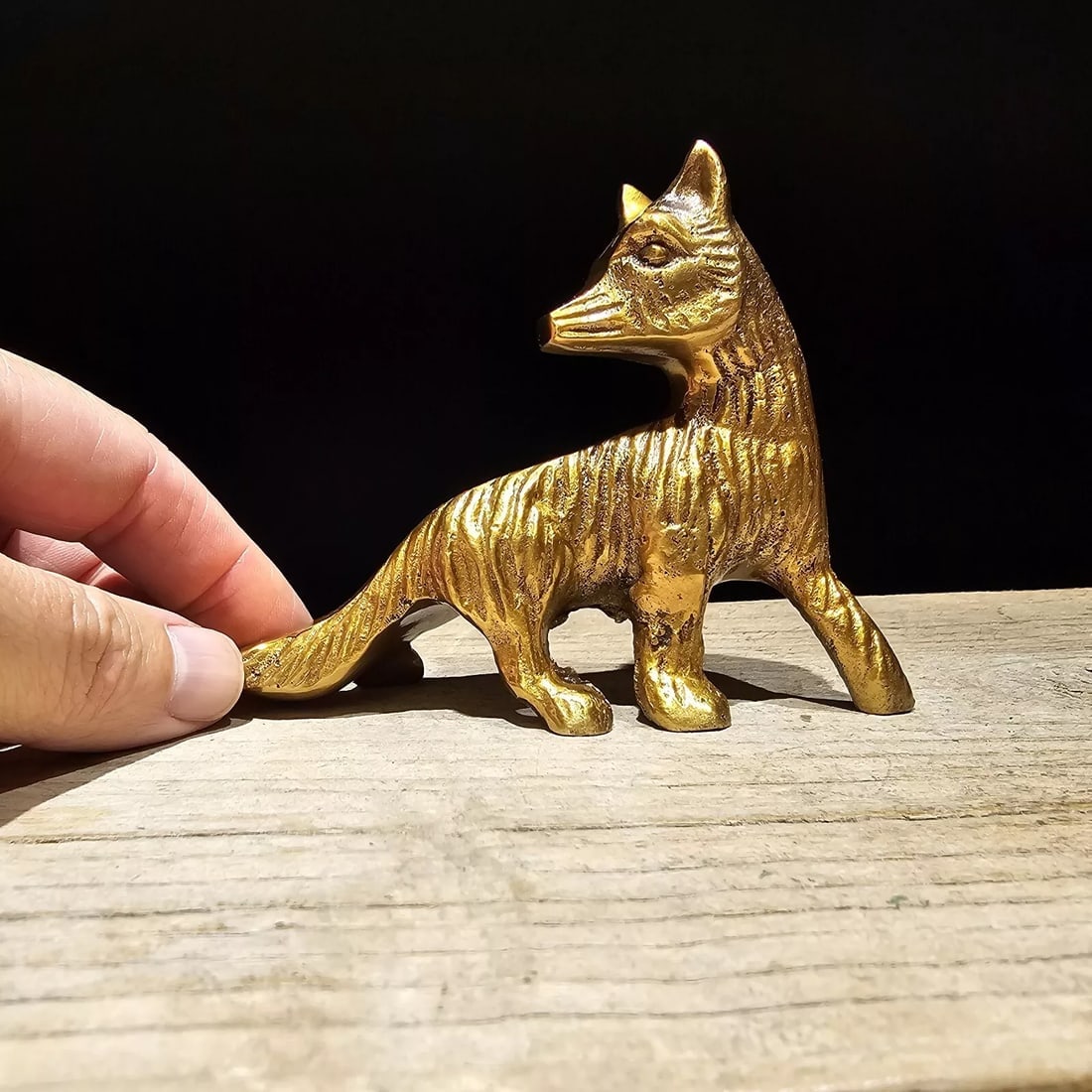 4 1/4" Brass Fox Paperweight Desk Statue (1 of 1)
