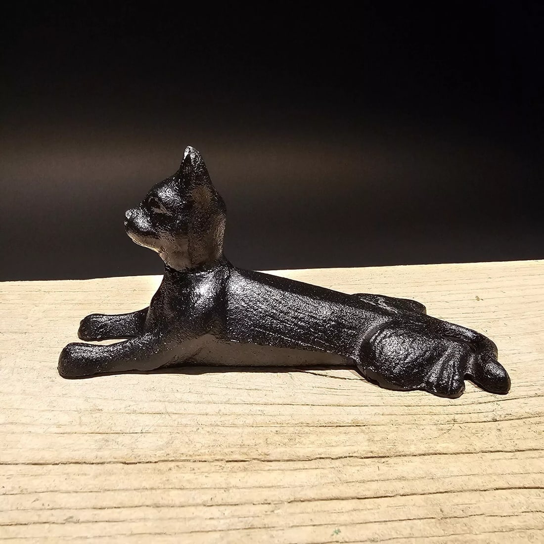 Cast Iron Cat Door Stop Wedge Black (1 of 1)