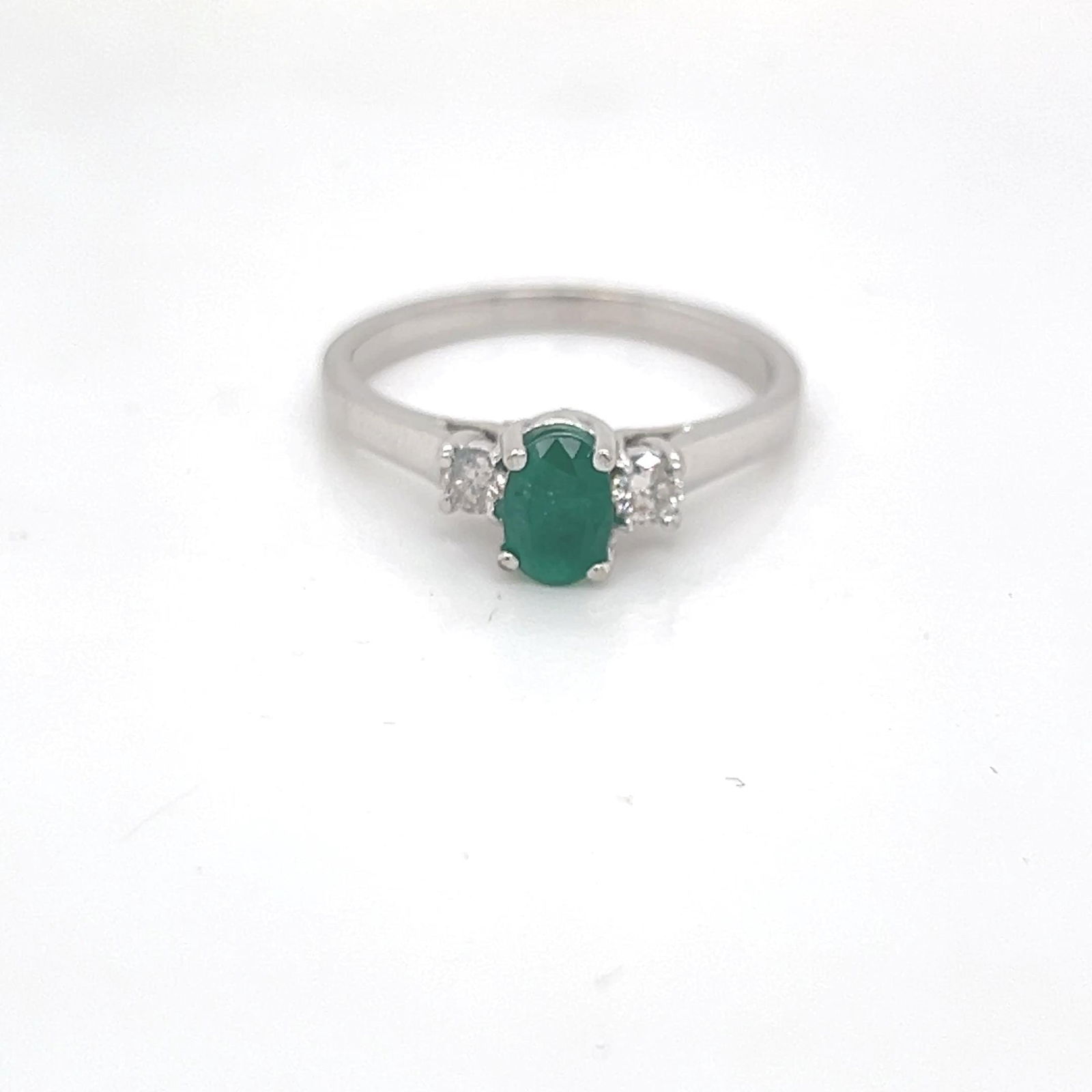 14k white gold diamond emerald ring (1 of 1)