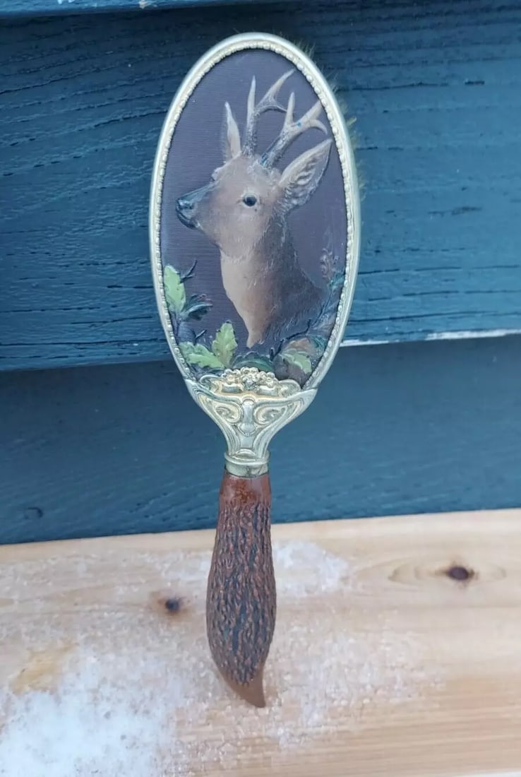 antique Deer horn handle brush adirondack Celluloid (1 of 2)