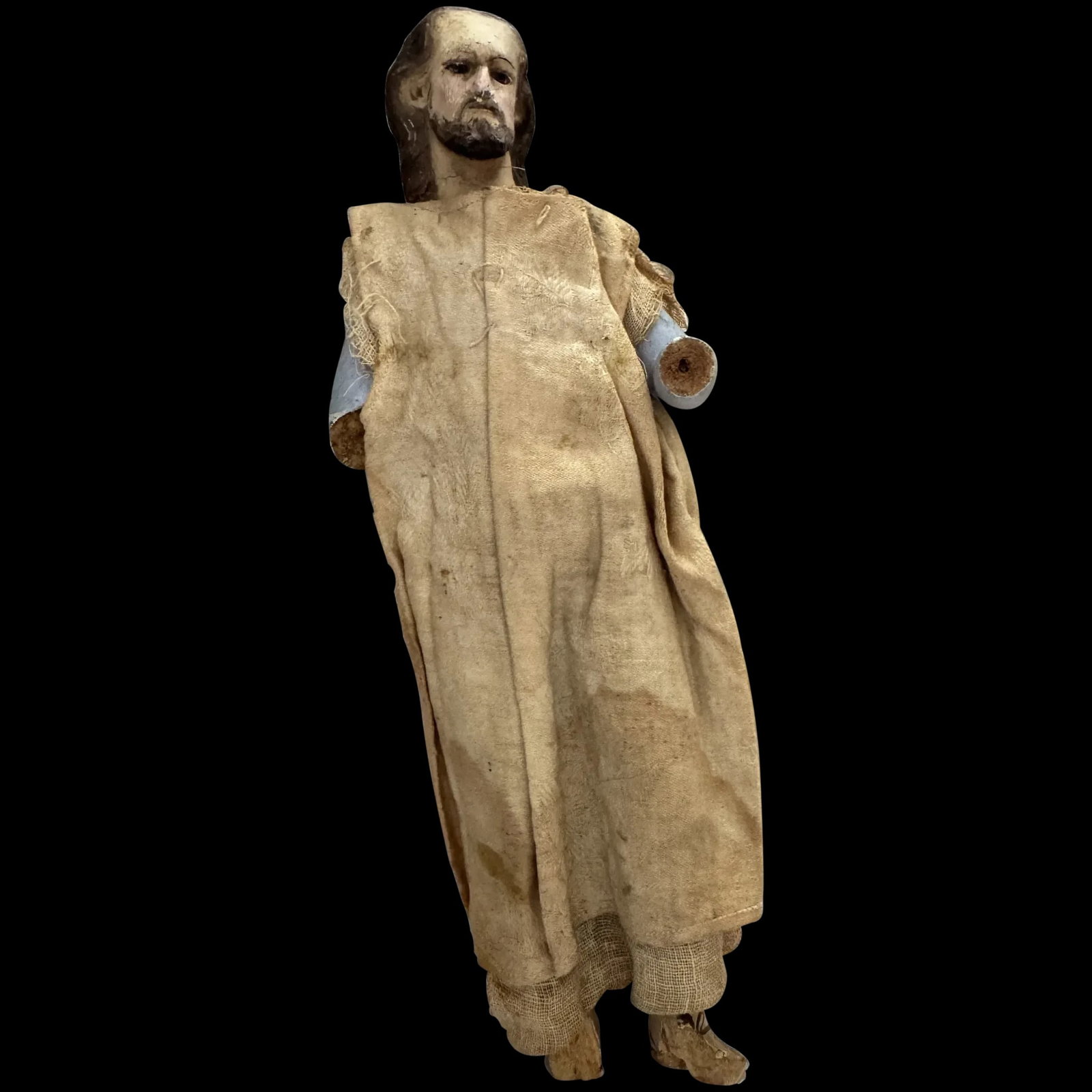 Antique SPANISH 18th Century Carved Wood JESUS Christ: Antique SPANISH 18th Century Carved Wood JESUS Christ w/Realistic Features .Very finely detailed 18th century carved wood Christ , his features are incredibly realistic, especially his sad, passionate