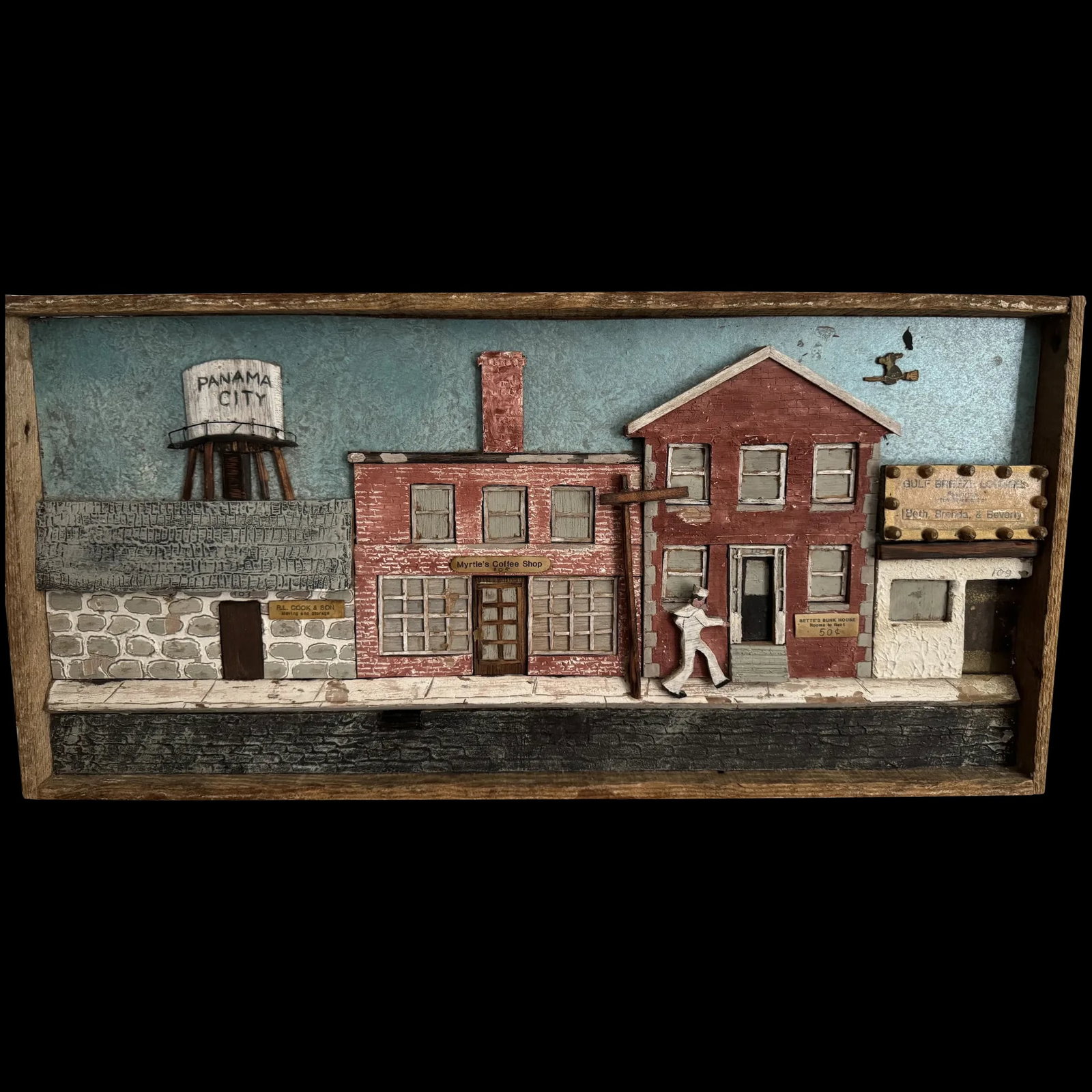 Vintage Folk Art Panama City SAILOR hand carved signed (1 of 14)