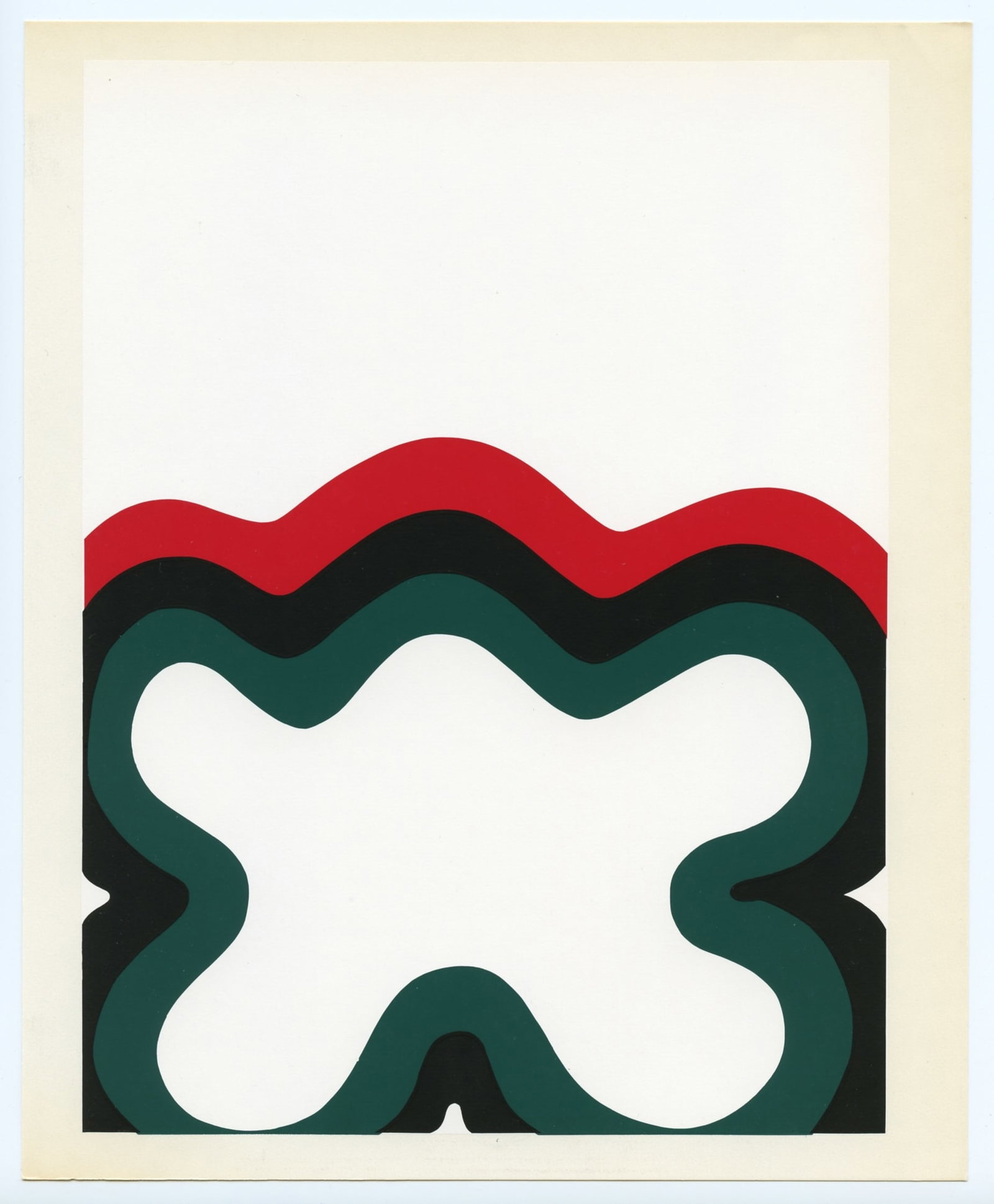 Al Held serigraph "White Goddess" 1973: Medium: silkscreen / serigraph (after the painting). Printed in Munich in 1973 and published by Rolf Simons. Size: 9 x 7 3/8 inches (228 x 187 mm). Not signed. Reserve: $80.00 Shipping: Domestic: Flat