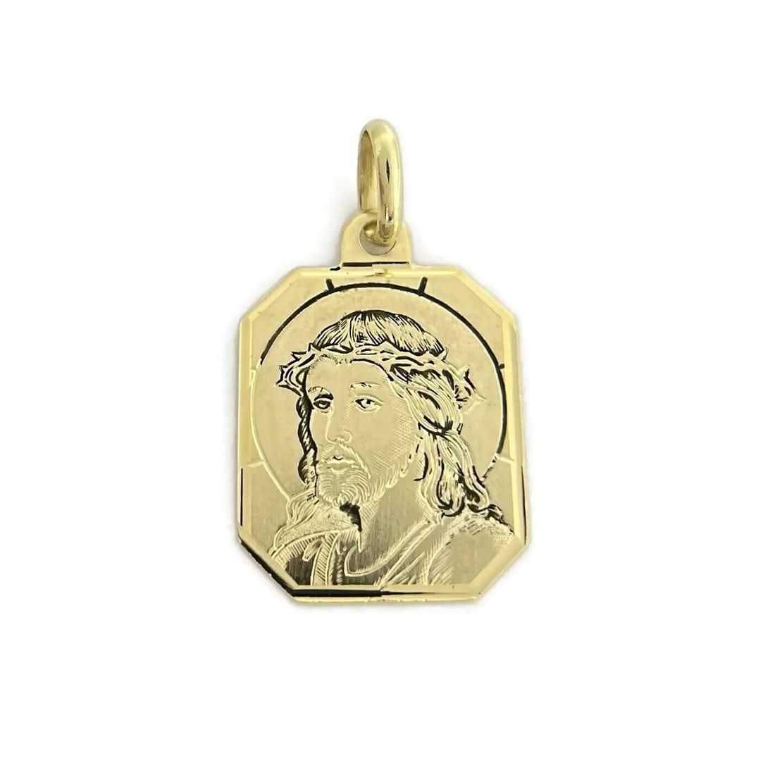 Vintage Italian Jesus Engraved Religious Charm Pendant 14K Yellow Gold, 1.54 Gr (1 of 7)