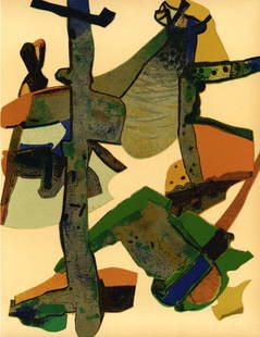 1975 Maurice Esteve Original Lithograph Roussadou XXe Siecle: Artist: Maurice Esteve Title: Roussadou Medium: Original Lithograph Marks: Not signed or numbered Paper Size: 12.50 x 9.50 inch Printed: 1975 by Mourlot Provenance: Homage a Esteve XXe Siecle 1975 <