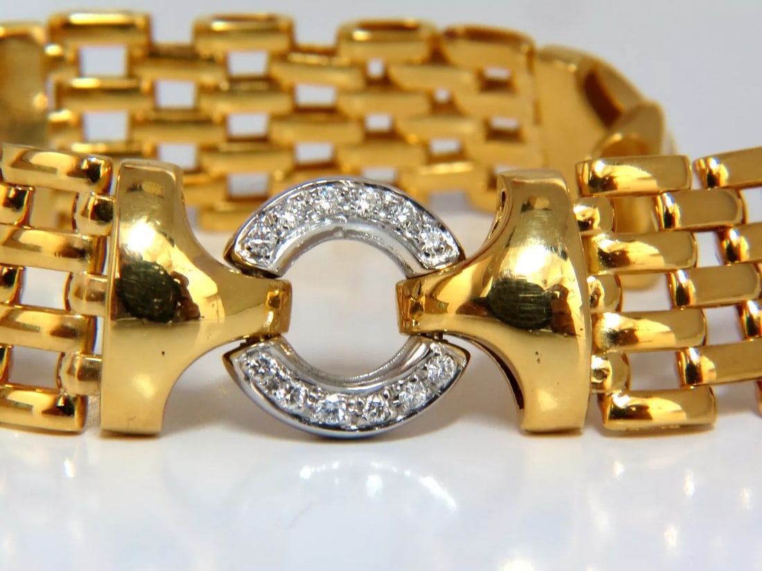 18KT .50CT NATURAL ROUND DIAMONDS CIRCLE LINK BRACELET 50 GRAMS POPE BRICK DECO+ (1 of 7)