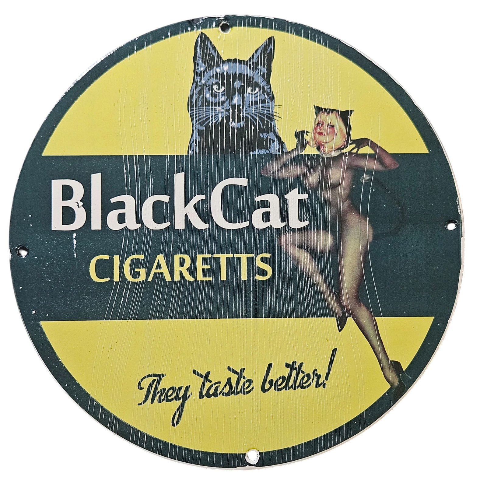 Vintage Black Cat Cigarettes Porcelain Sign - Classic Advertising Collectible (1 of 2)