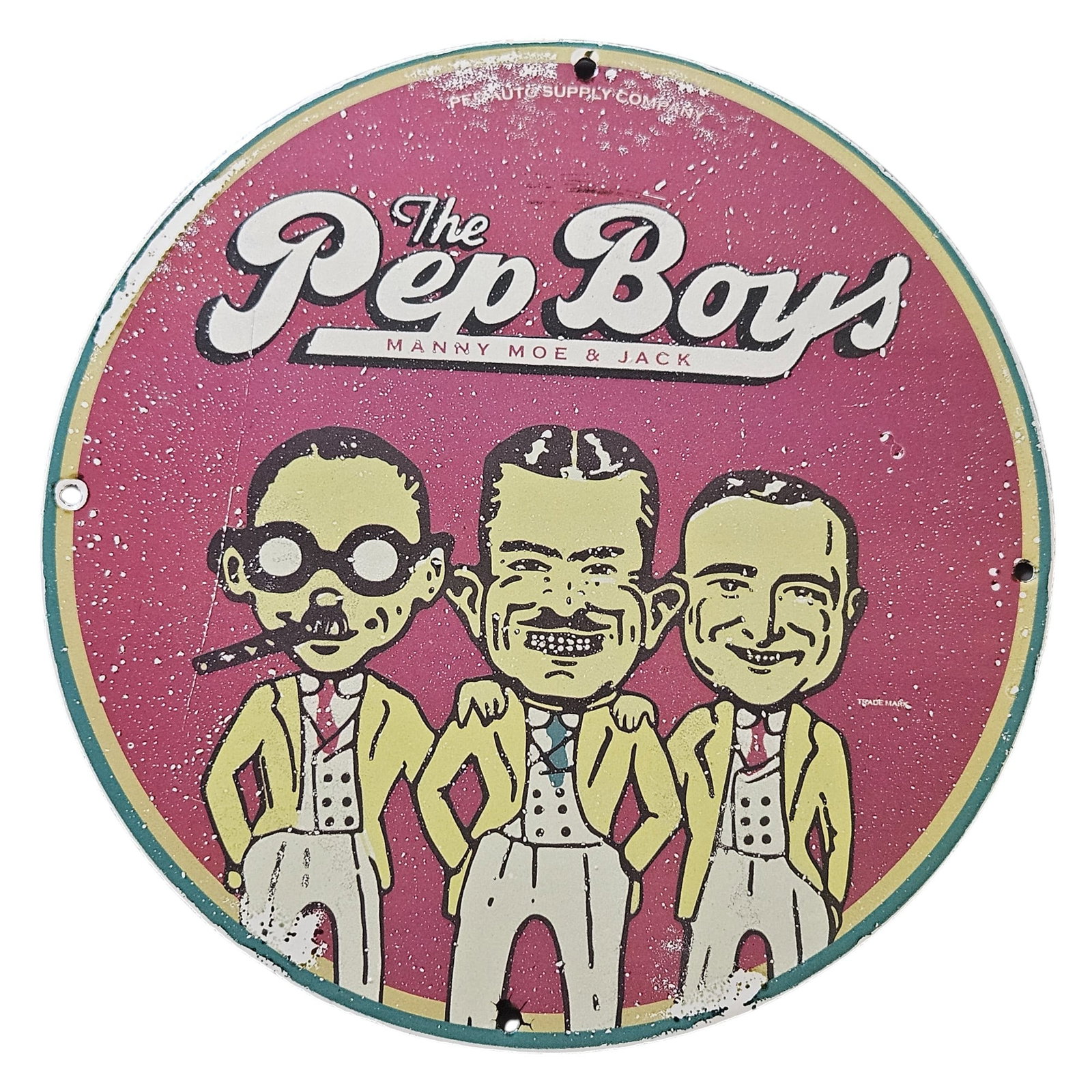 Vintage The Pep Boys Porcelain Sign - Manny, Moe & Jack Collectible (1 of 2)