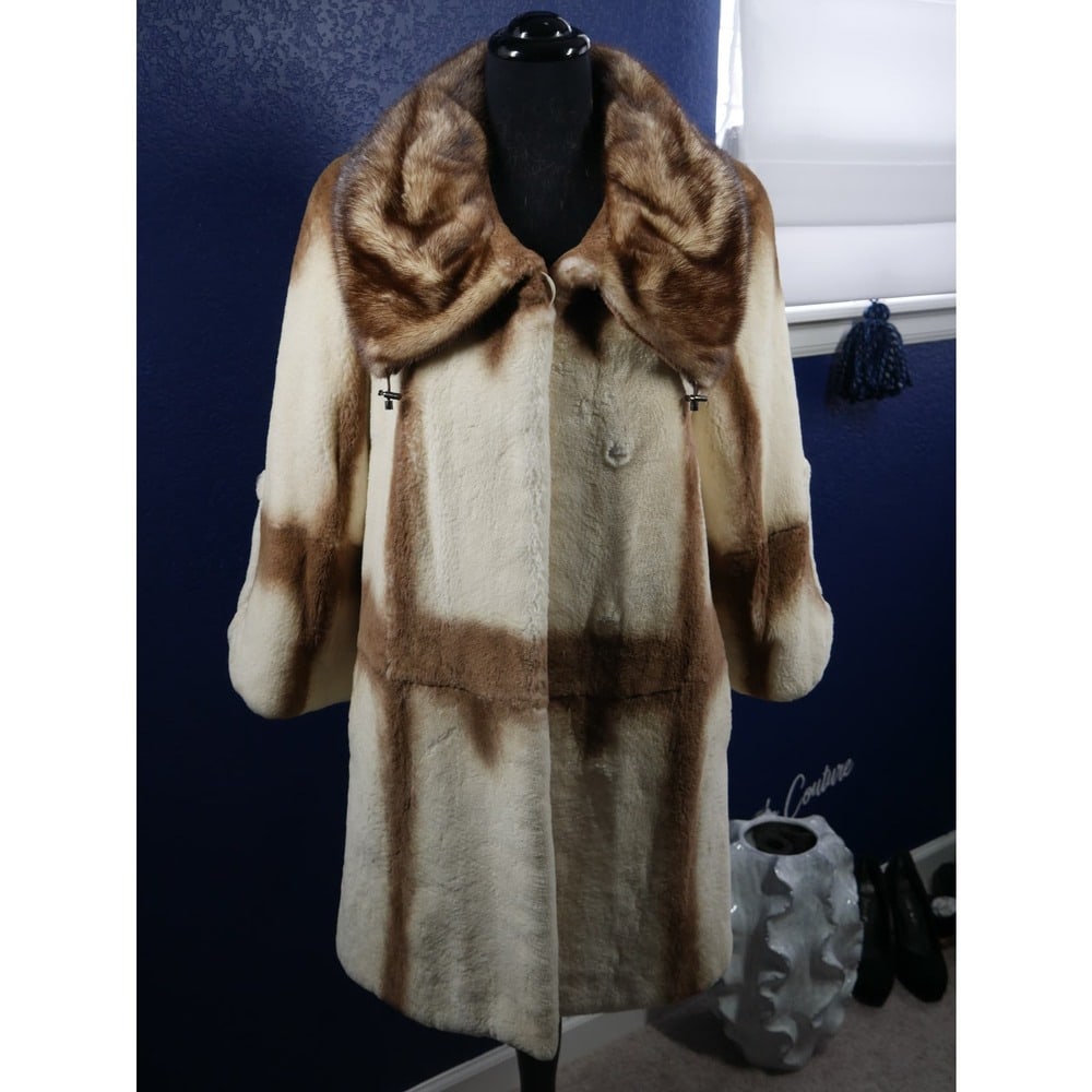Gorgeous Palomino Sheared Beaver & Mink Fur Swing Coat Jacket (1 of 7)