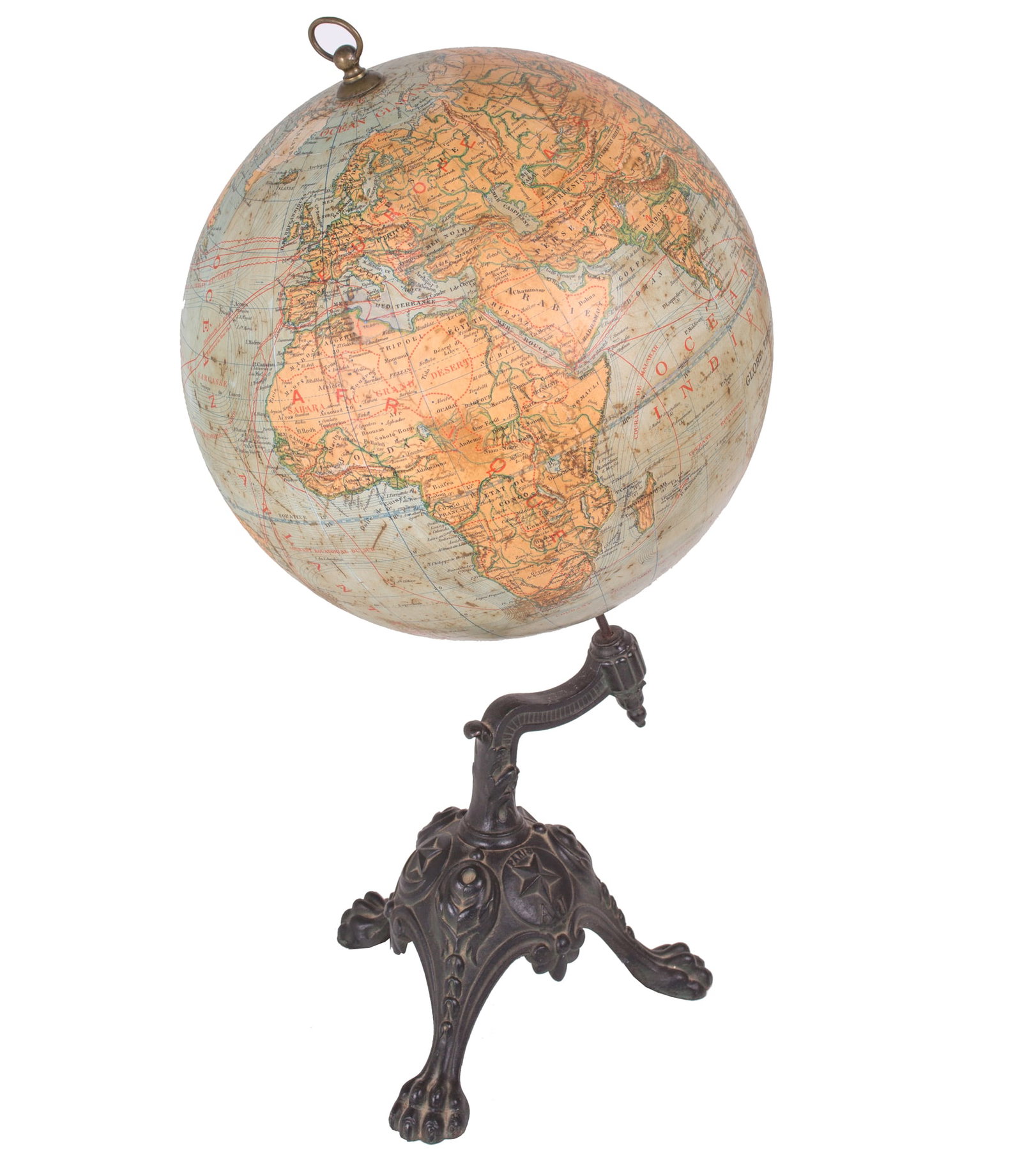 1880 A. Jeandé French antique terrestrial globe 14 inches Barbot geographer (1 of 8)