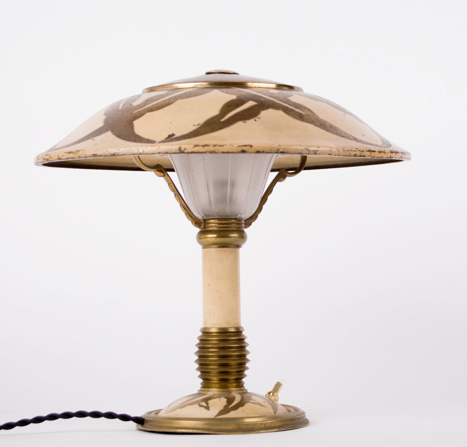 Georges Leleu manner desk lamp french art deco glass insert (1 of 4)