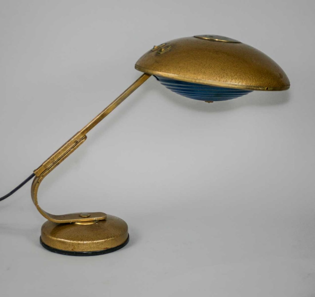 French modernist mid century desk task lamp Ferdinand Solere Gold finish (1 of 7)