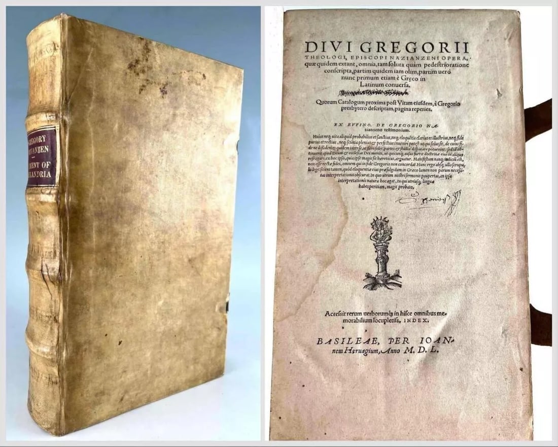 1550 GREGORY of NAZIANZUS OPERA antique 16th CENTURY FOLIO VELLUM BOUND (1 of 13)