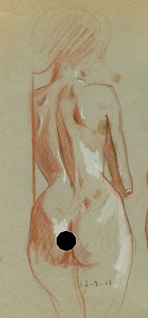 Antique Old Pencil Drawing Original Figure Woman from the Back 1901: Description Pencil on paper 31.5 x 20.5 cm stains, folds All our artworks are packaged to a very high standard, using protective cellophane wallets, hardboard backing, and bubble wrap. Framed pictures