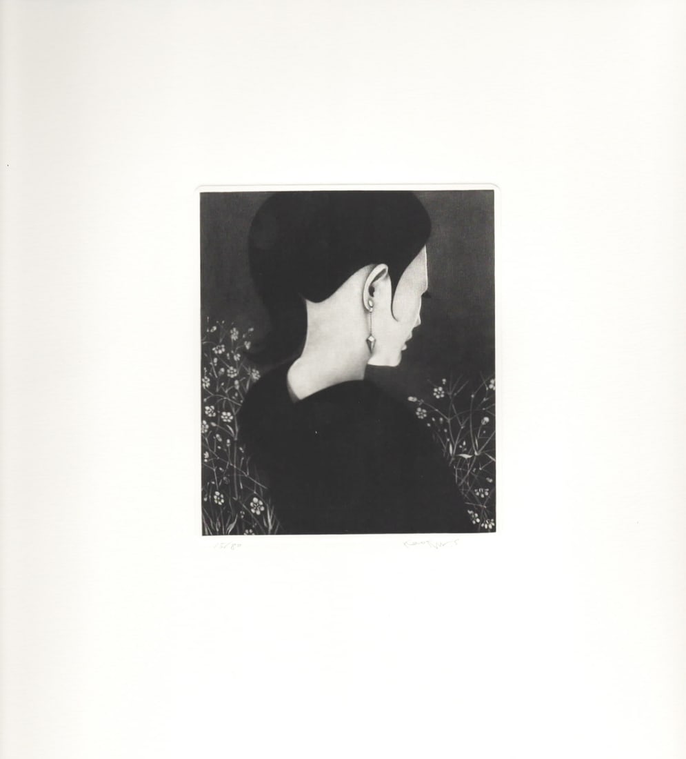 Kaoru Saito (B. - 1931): Decoration: Artist/Title: Kaoru Saito (B. - 1931): Decoration Medium: Mezzzotint Print Edition: Limited Edition #15/80 Size: The print image measures 3 1/2 X 4 1/4 inches plus margins Condition: The print is in e