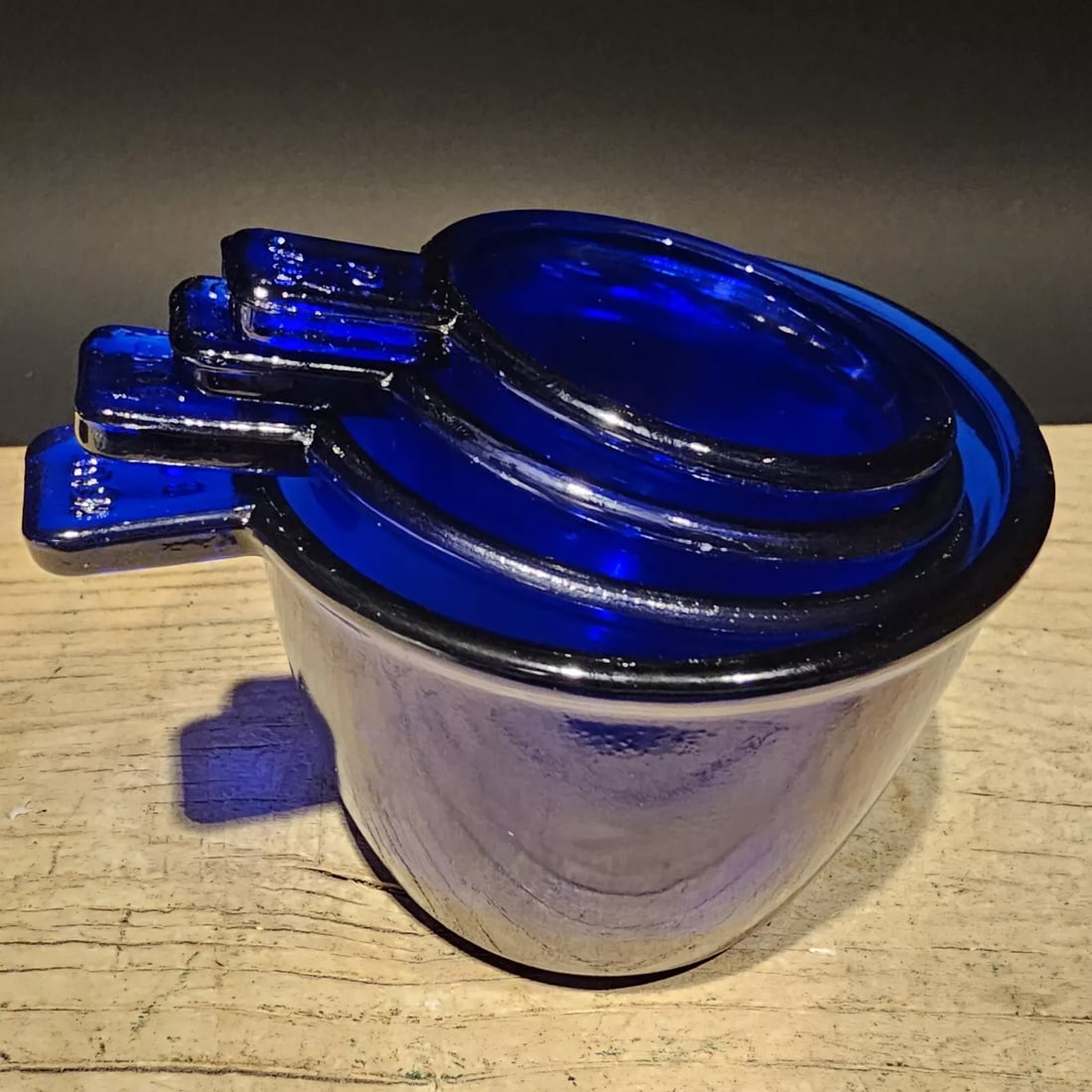 Cobalt Blue Depression Glass 4pc Measuring Cup Set (1 of 15)