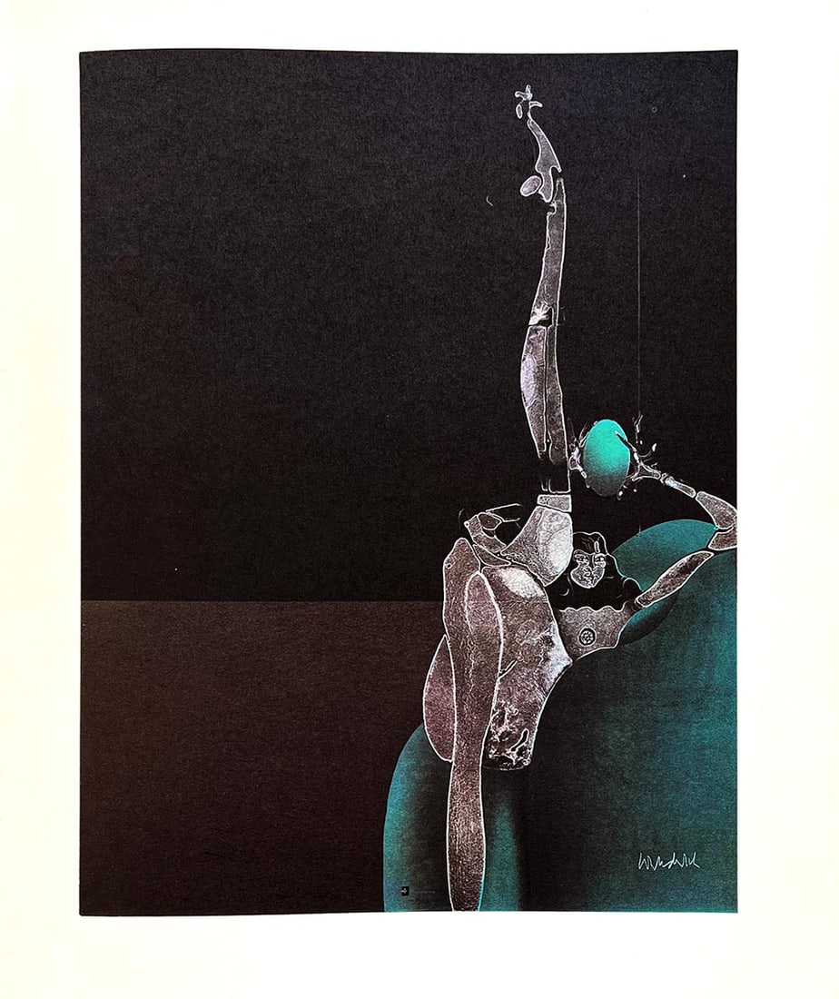 Paul Wunderlich 29 Acrobatie Sur Fond Noir: Artist: Paul Wunderlich Title: Paul Wunderlich 29 Acrobatie Sur Fond Noir Medium: Photogravure Size: 14x15.50" Description: Paul Wunderlich Country: Germany Title: Acrobatie Sur Fond Noir - 29 Medium: