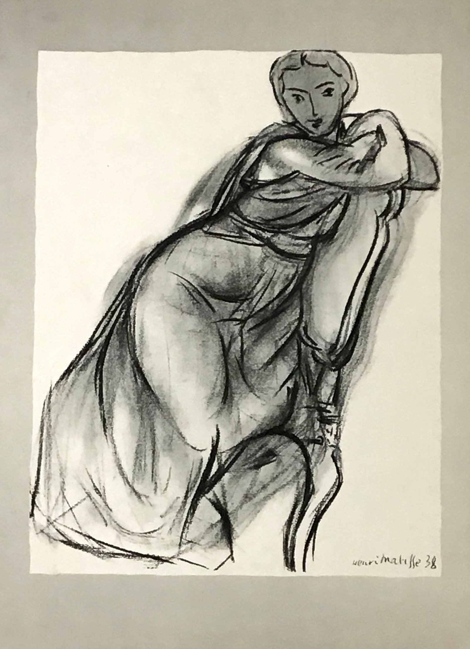 Henri Matisse Untitled 2 Seated woman Verve 1938: Artist: Matisse Title: Henri Matisse Untitled 2 Seated woman Verve 1938 Medium: Lithograph Size: 15x11" Description: Artist: Henri Matisse Country: France Title: Untitled - 2 Seated woman Medium: Heli