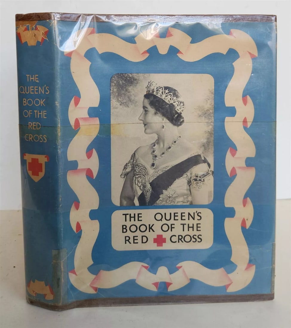1939 THE QUEEN'S BOOK of RED CROSS antique in ENGLISH WWII ERA ILLUSTRATED (1 of 12)