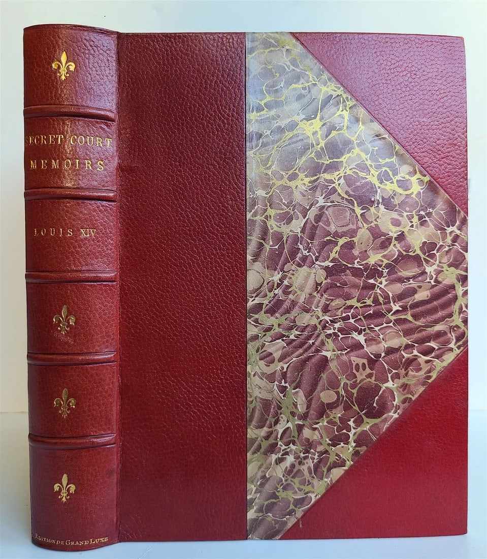 1900 SECRET MEMOIRS of COURT of LOUIS XIV ANTIQUE LTD EDITION GROLIER SOCIETY: SECRET MEMOIRS of COURT of LOUIS XIV GROLIER SOCIETY, Not dated (c. 1900) EDITION DE GRAND LUXE LIMITED TO 1000 COPIES No. 157 Size 6 3/4 by 9 1/4" 3/4 red morocco over marbled boards Gilt upper edge,