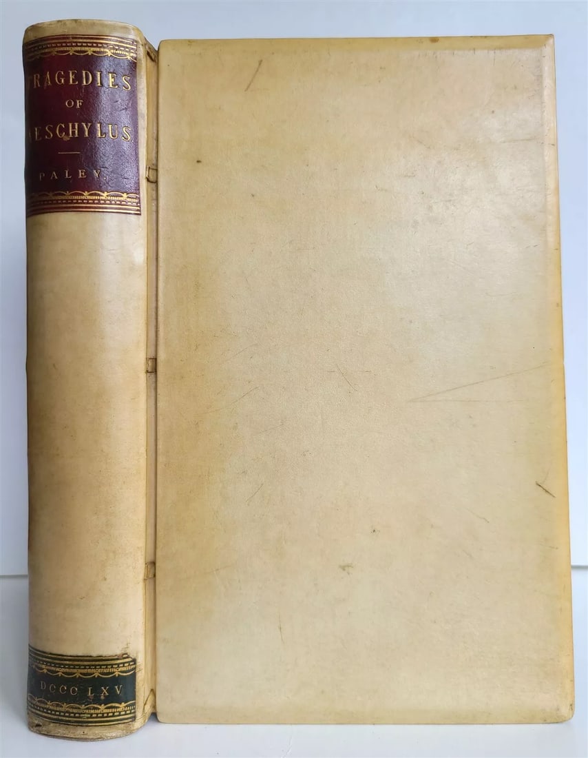 1855 TRAGEDIES of AECHYLUS antiquev vellum bound in GREEK & ENGLISH (1 of 10)