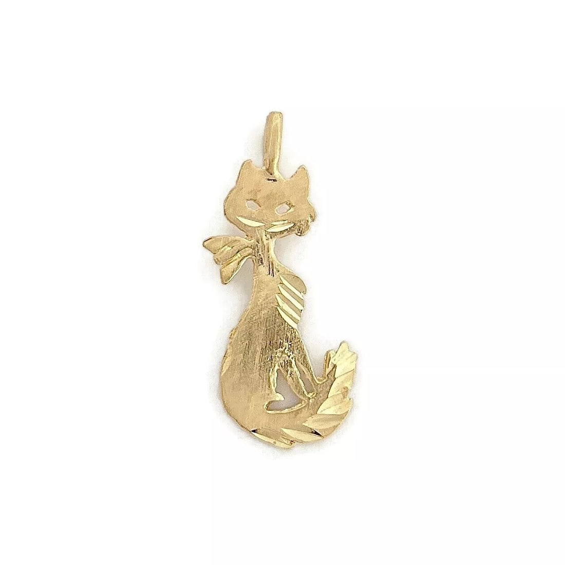 Vintage Kitty Cat Pendant Charm 14K Yellow Gold, .83 Grams (1 of 6)