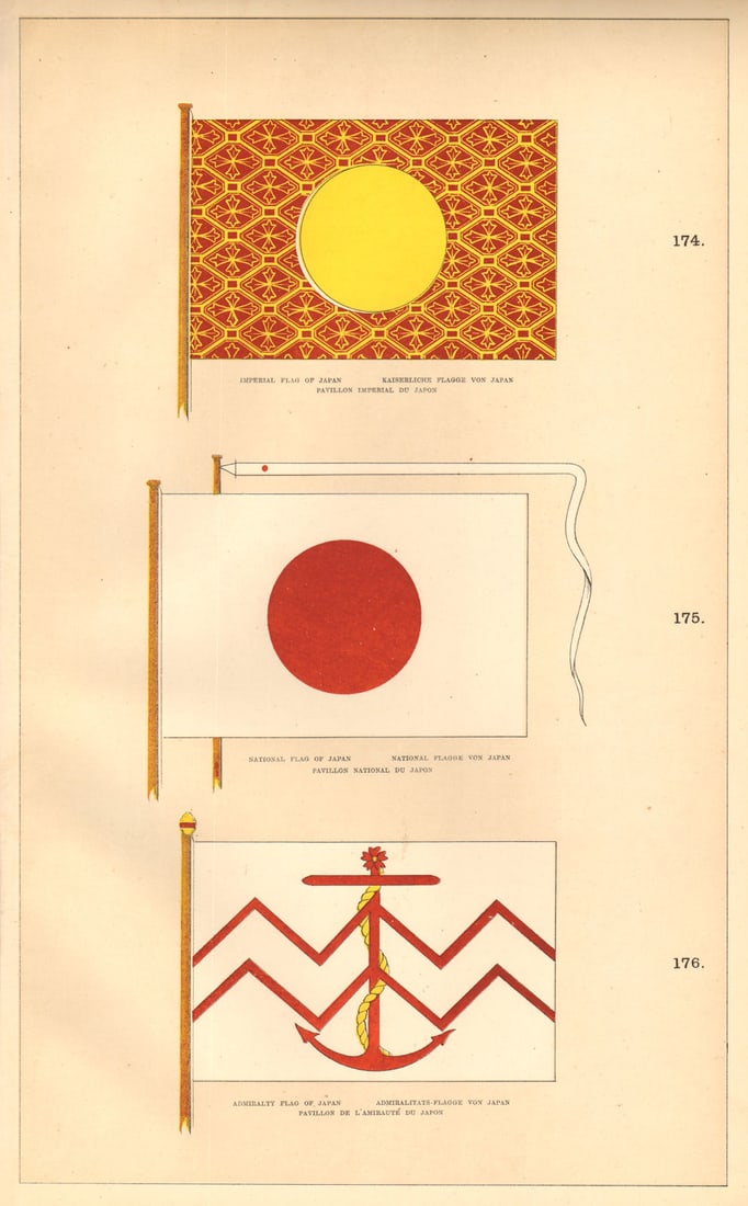 JAPANESE FLAGS. Imperial, National & Admirality Flag. Japan. HOUNSELL 1873 (1 of 1)