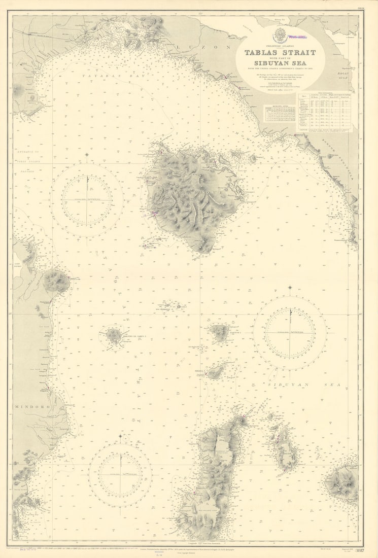 Philippines Tablas Luzon Mindoro Marinduque ADMIRALTY chart 1936 (1956) map (1 of 1)