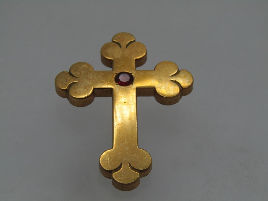 Vintage 10kt G.F. Cross, Ruby Stone, Signed Jostens 1970's (1 of 6)